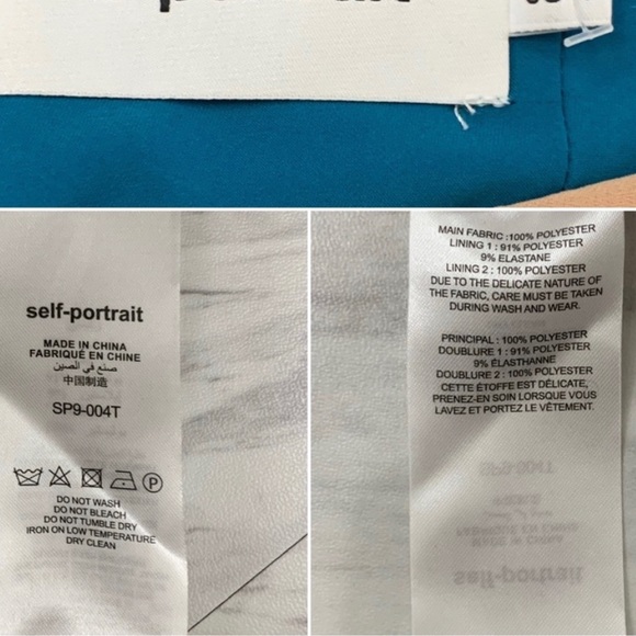 Self-Portrait Teardrop Guipure Tiered Lace Turquoise Teal BOHO Embroidery Dress - Picture 14 of 16